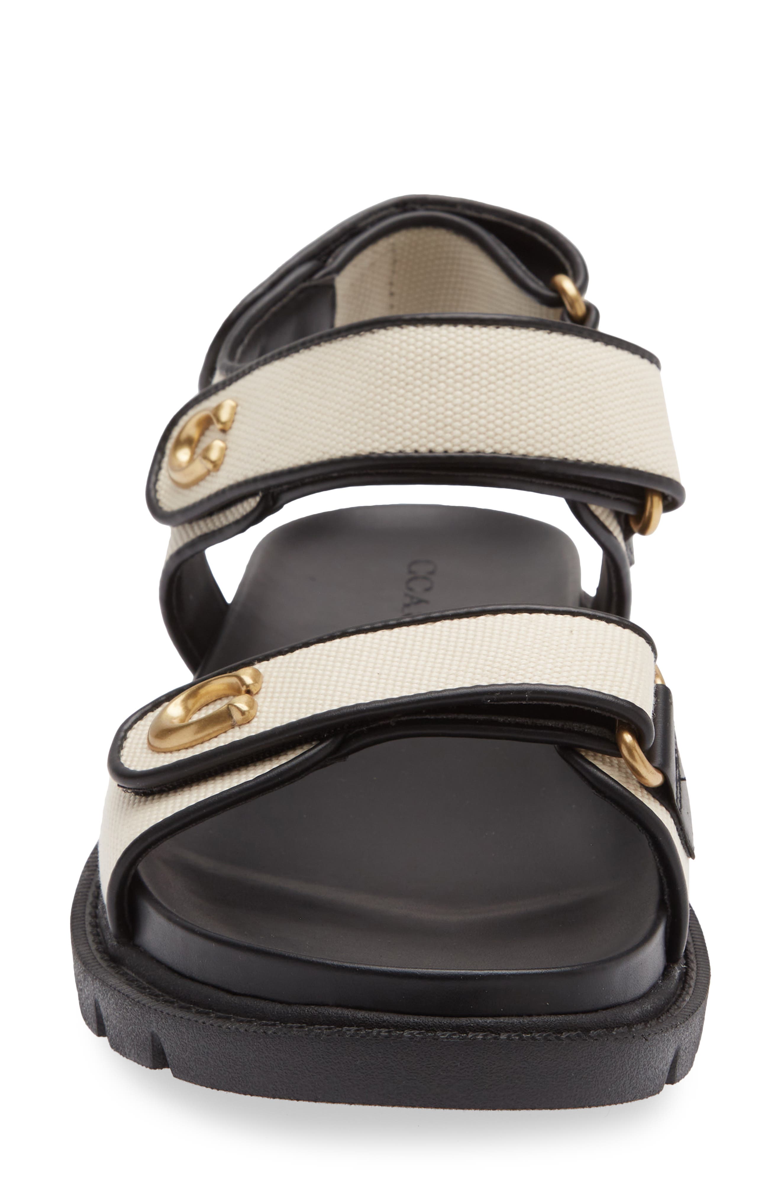 COACH Brynn Sandal, Alternate, color, Chalk/ Black