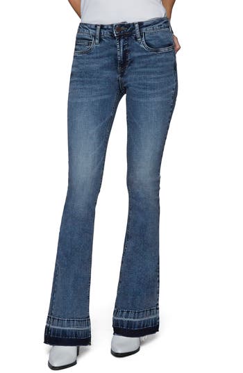 Hint Of Blu Mid Rise Released Hem Flare Jeans