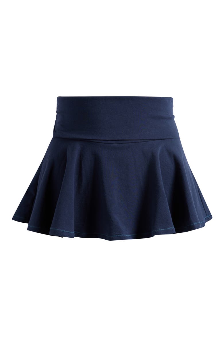 Foldover Cotton Blend Jersey Miniskort, Alternate, color, NAVY