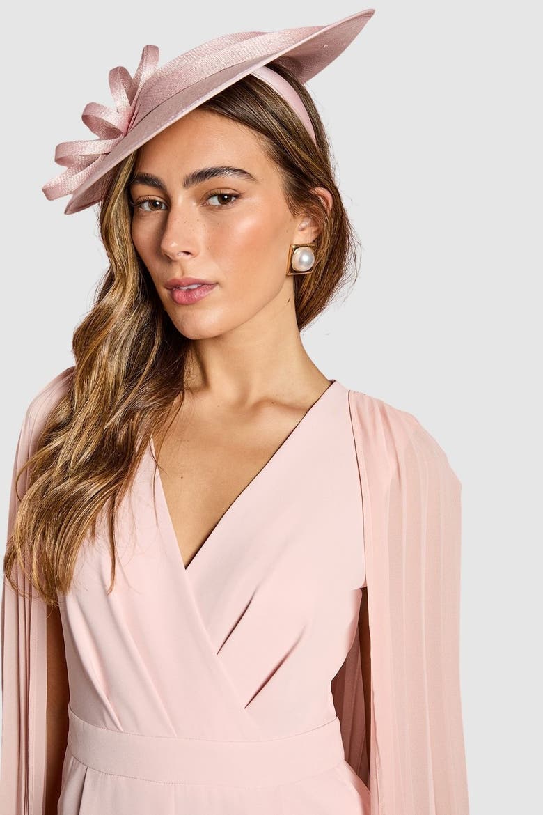 V Neck Pleated Long Sleeve Jumpsuit, Alternate, color, Blush