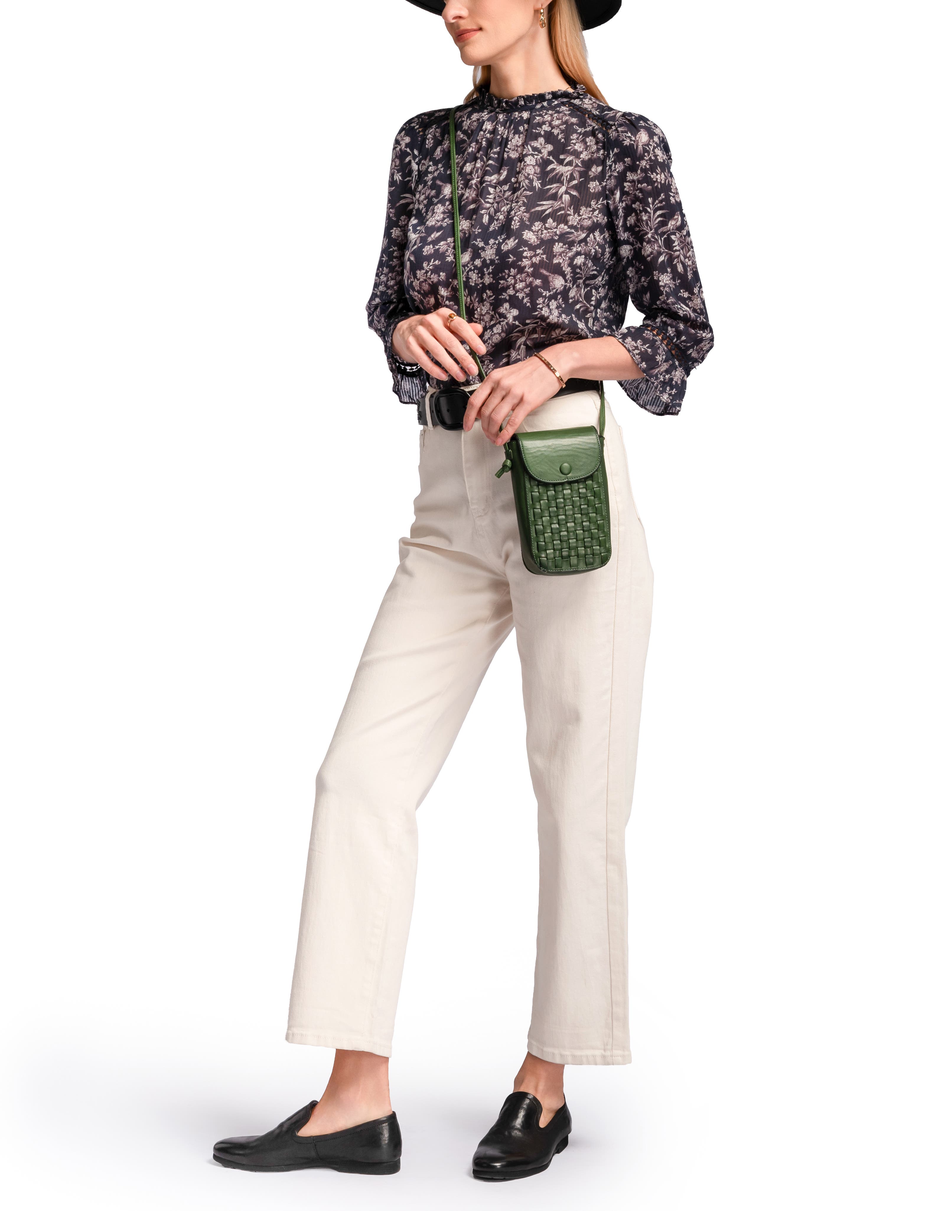 Lantana Genuine Leather Structured Everyday Crossbody, Alternate, color, Green
