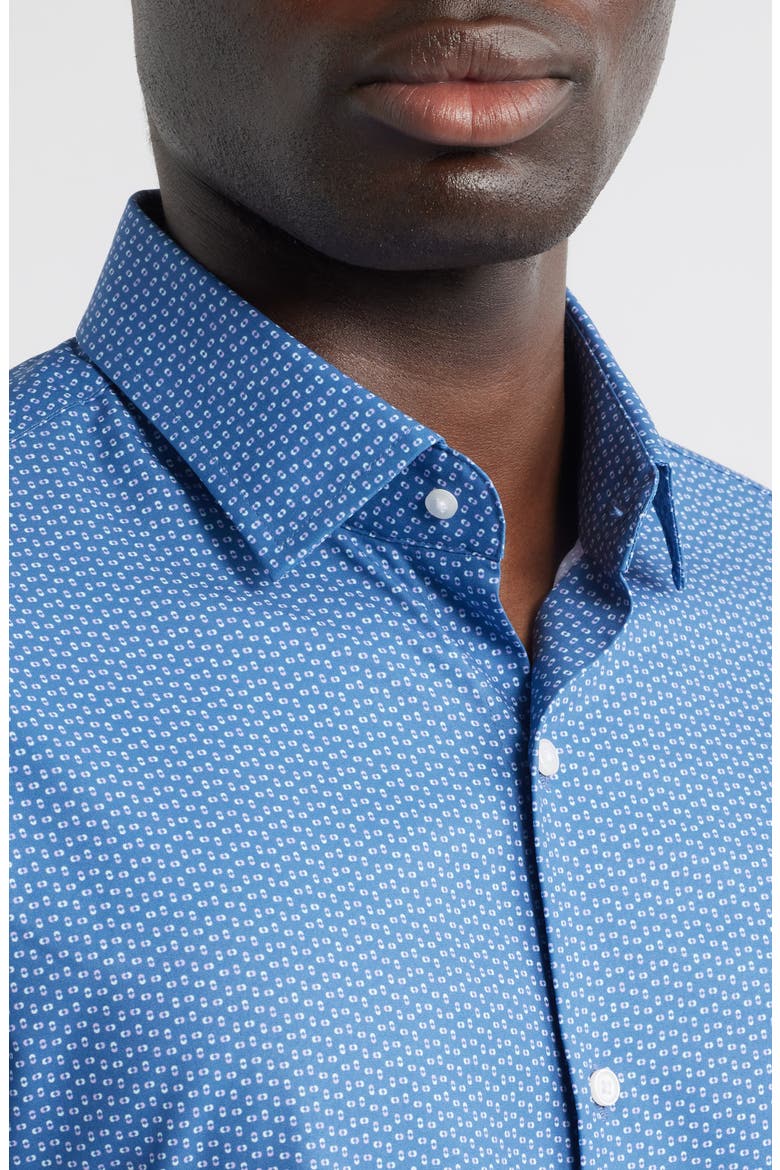 Jackson Microprint Short Sleeve Performance Poplin Button-Up Shirt, Alternate, color, WINDSOR BLUE