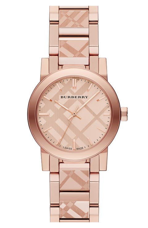 Check Stamped Bracelet Watch, 26mm