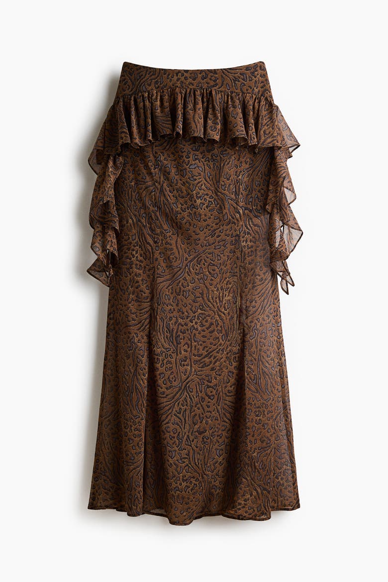 Ruffled Maxi Skirt, Alternate, color, Brown/patterned