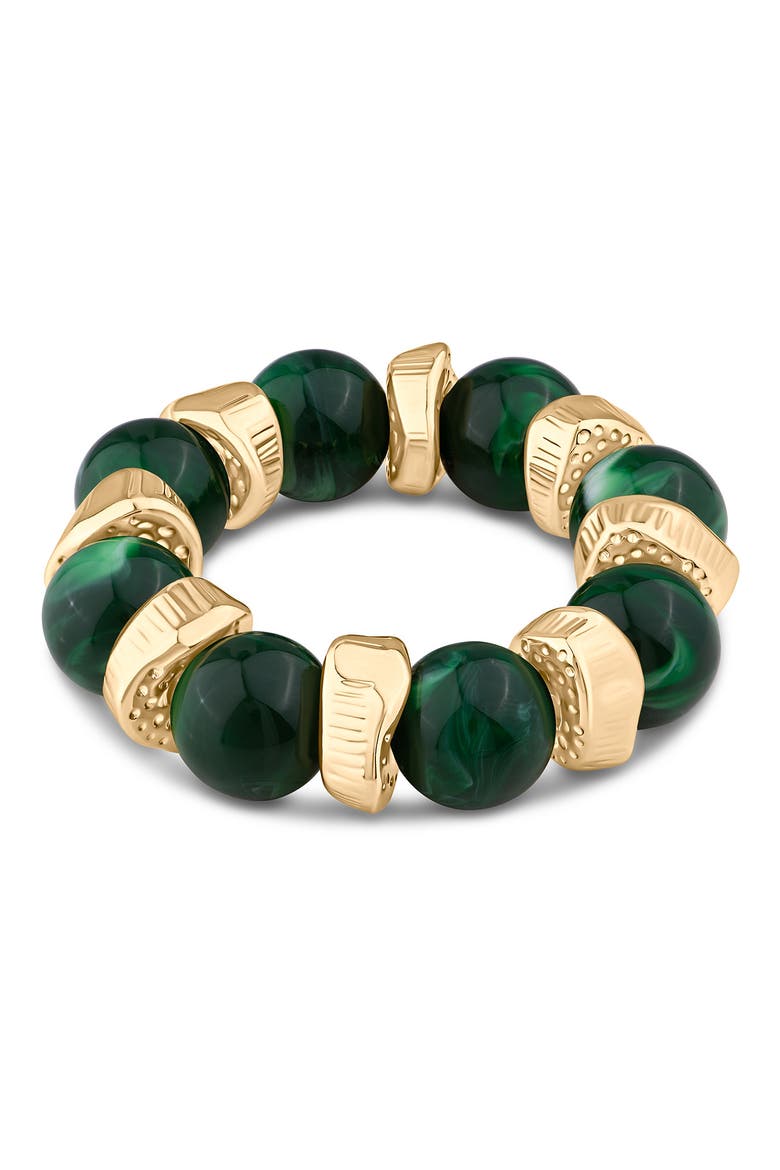 Acrylic Beaded Stretch Bracelet (Nordstrom Exclusive), Main, color, GREEN/ GOLD