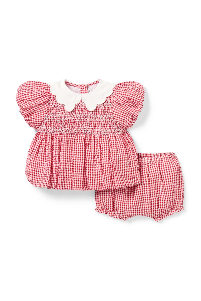 Gingham Seersucker Set, Main, color, Red