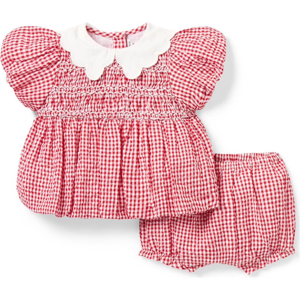 Janie And Jack Babies' Gingham Seersucker Set In Red