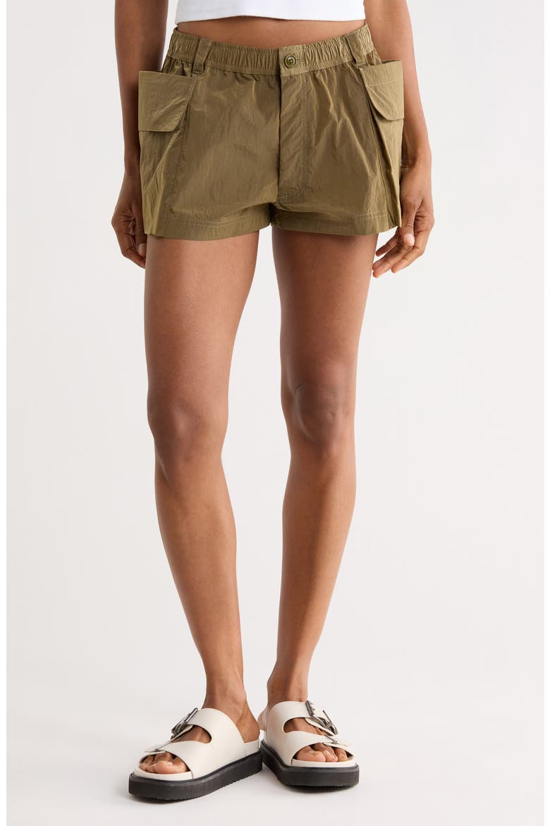 Two-Way Pocket Nylon Shorts, Main, color, OLIVE GREEN
