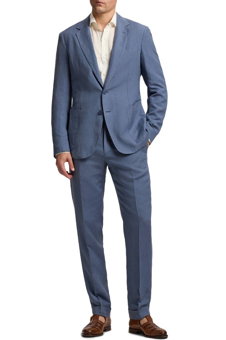 Gregory Flat Front Silk & Linen Trousers, Alternate, color, VINTAGE INDIGO