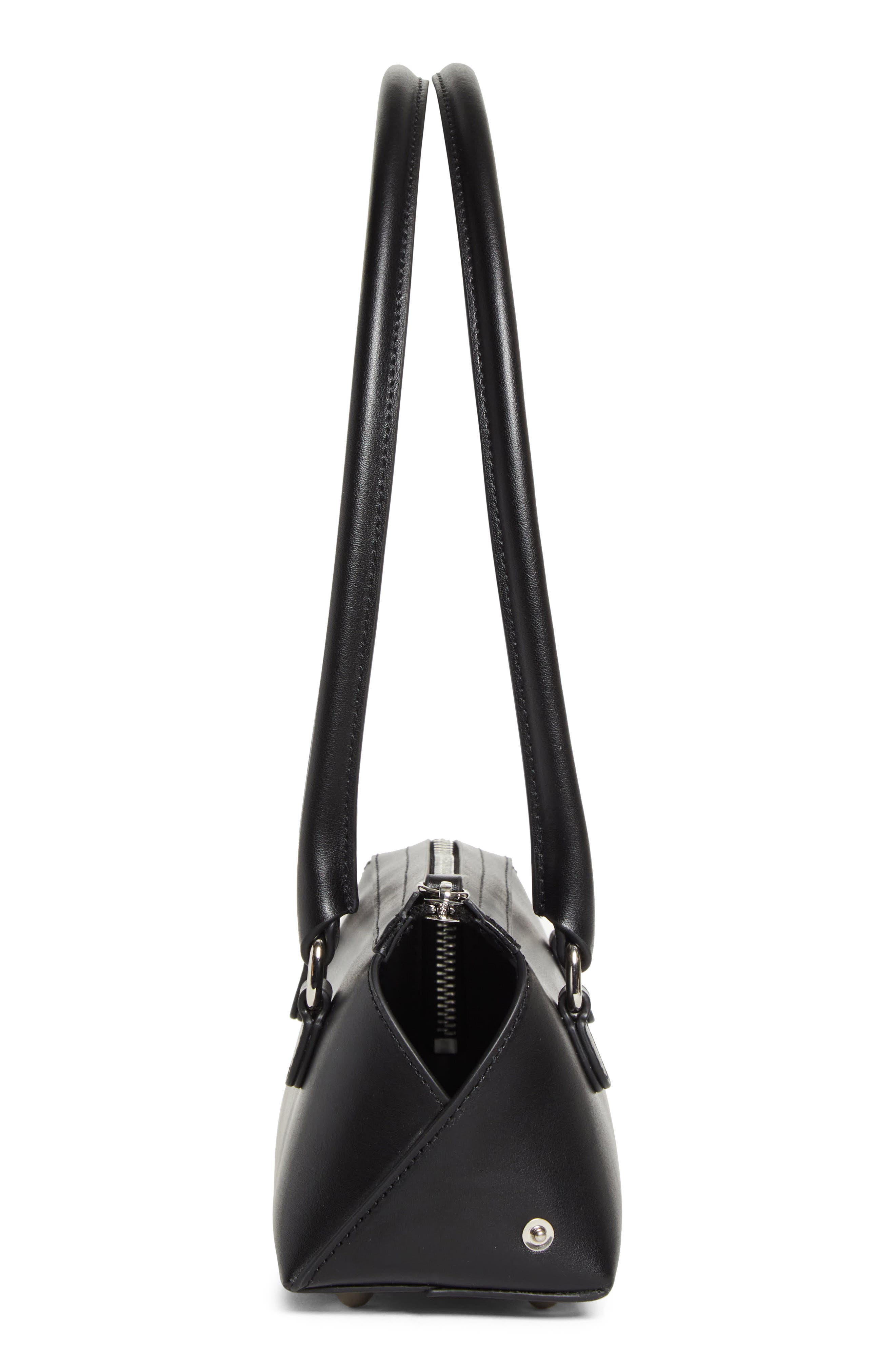 Mini New Bauletto Leather Shoulder Bag, Alternate, color, BLACK