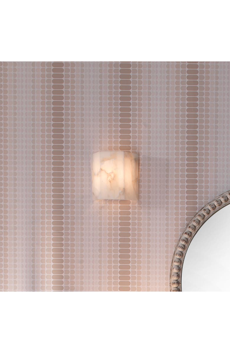 JAMIE YOUNG Borealis 1-Light Alabaster Hexagon Wall Sconce, Alternate, color, White