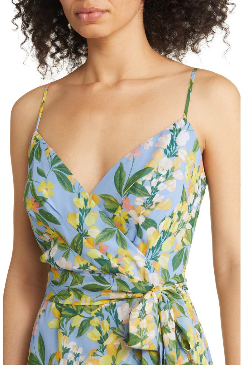 Floral Wrap Bodice Dress, Alternate, color, BLUE