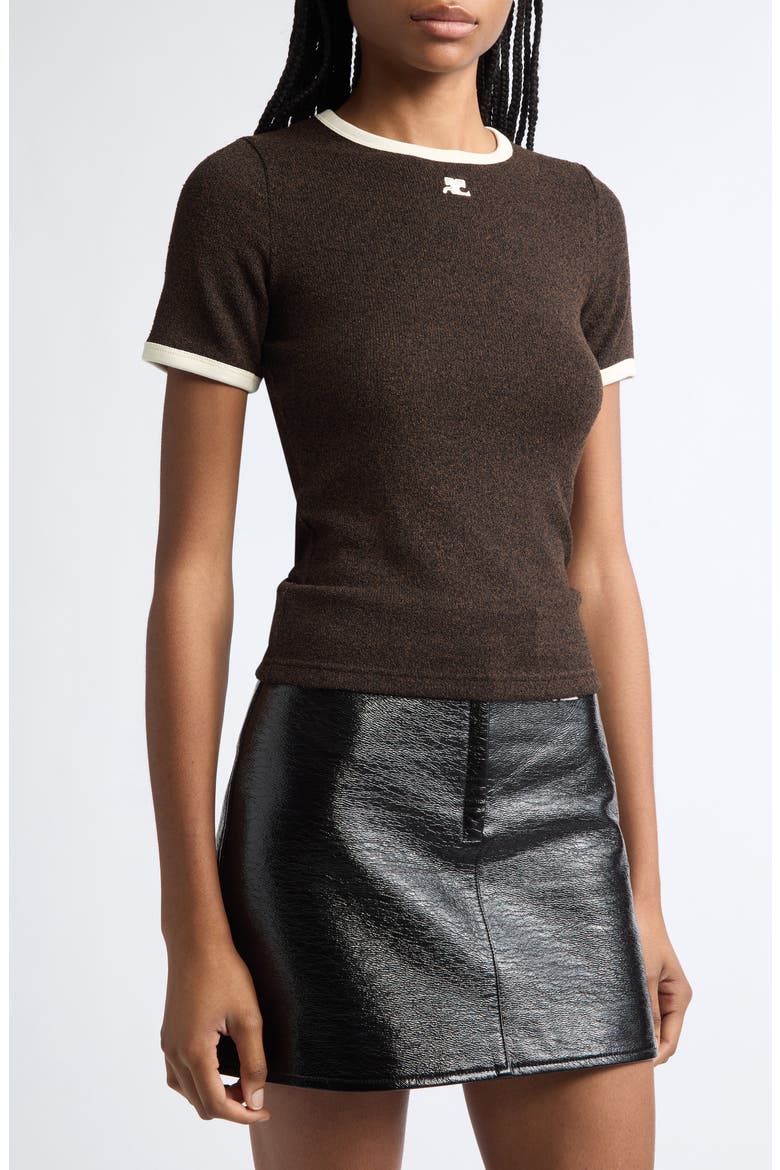 Heather Contrast T-Shirt, Alternate, color, CHOCOLAT/ BUTTER