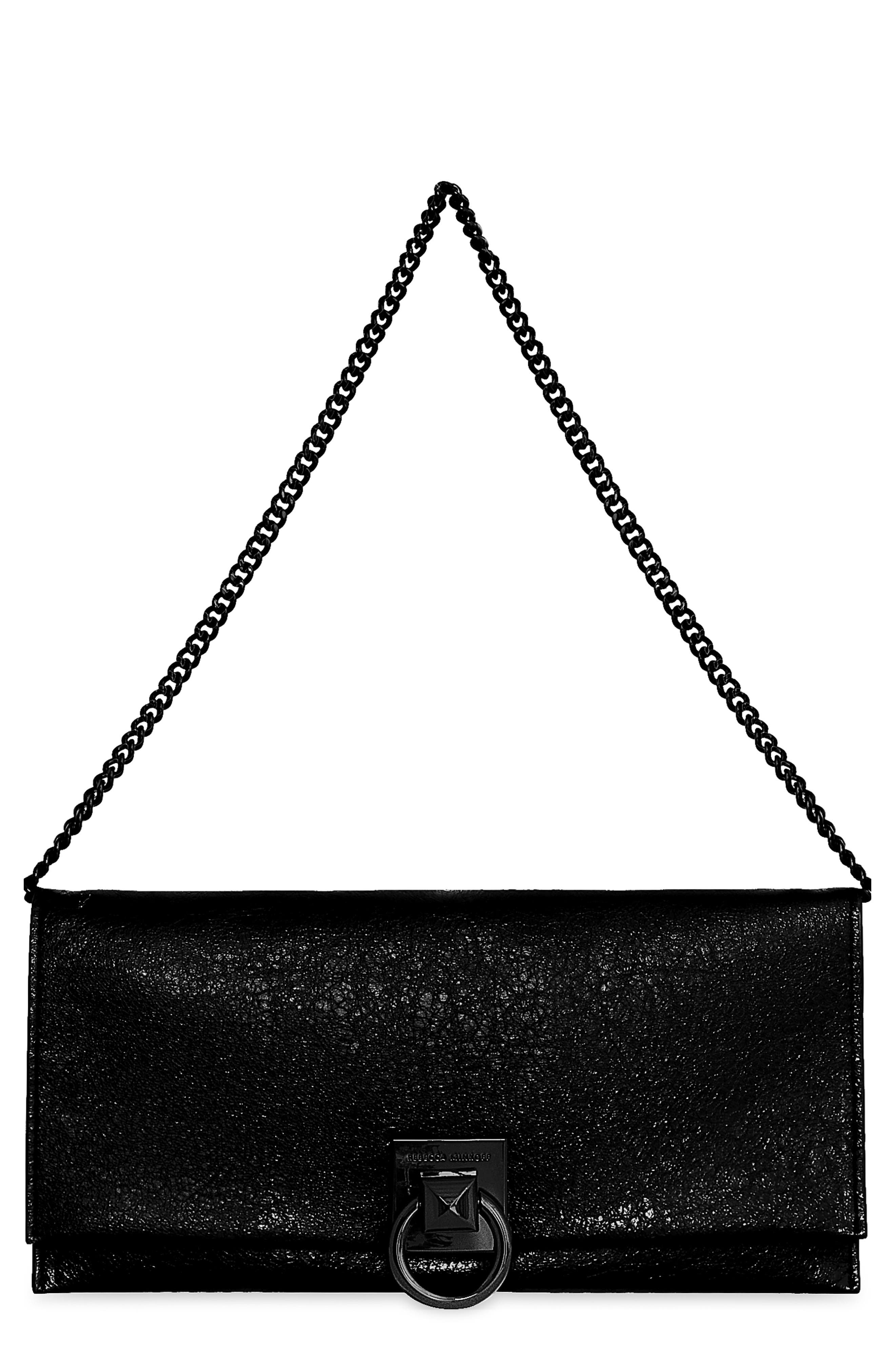 Rebecca Minkoff All Night Long Leather Clutch, Main, color, 