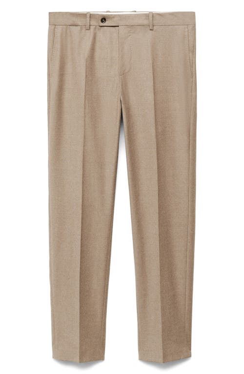 Mango Slim Fit Virgin Wool Dress Pants In Medium Brown