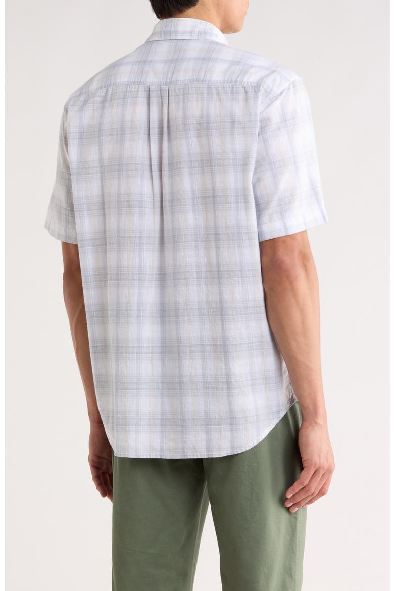 Cool Caribbean Plaid Short Sleeve Button-Up Shirt, Alternate, color, HARBOR MIST