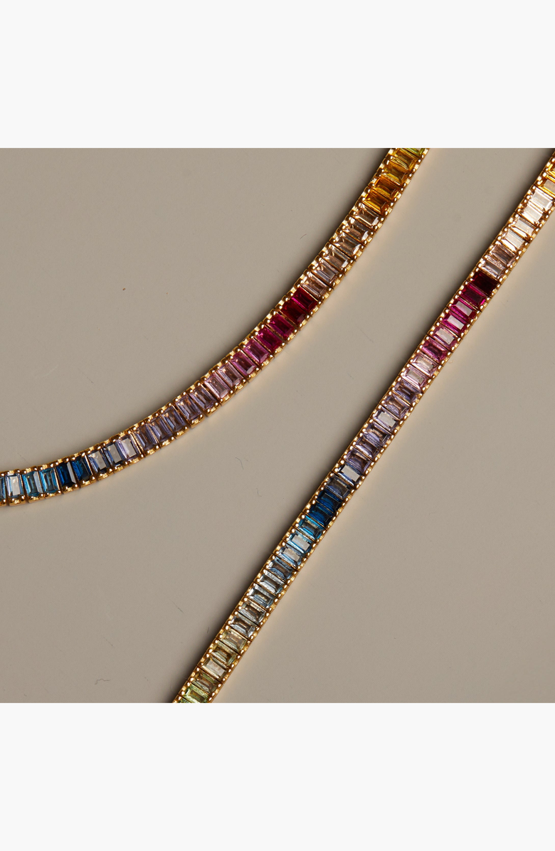 Aurate New York Ombré Rainbow Baguette Tennis Bracelet, Alternate, color, Yellow Gold Vermeil