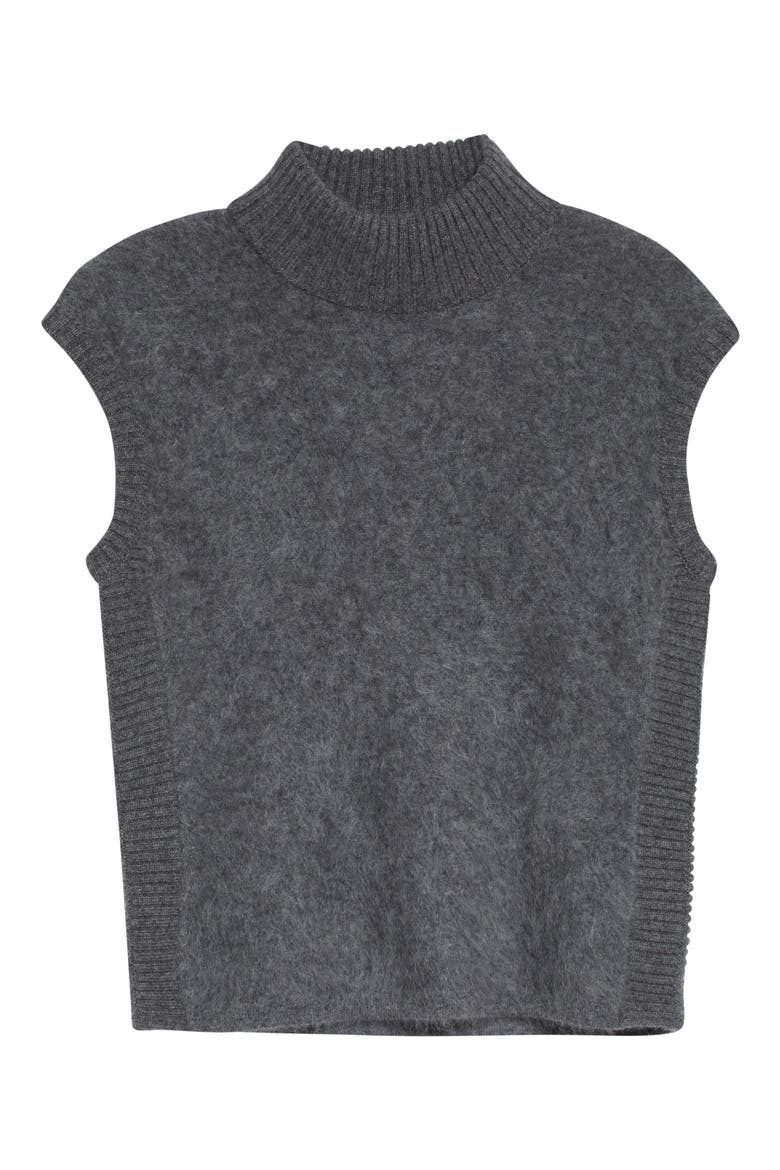 Sabina Mock Neck Cashmere Sweater Tank, Alternate, color, STEEL MELANGE