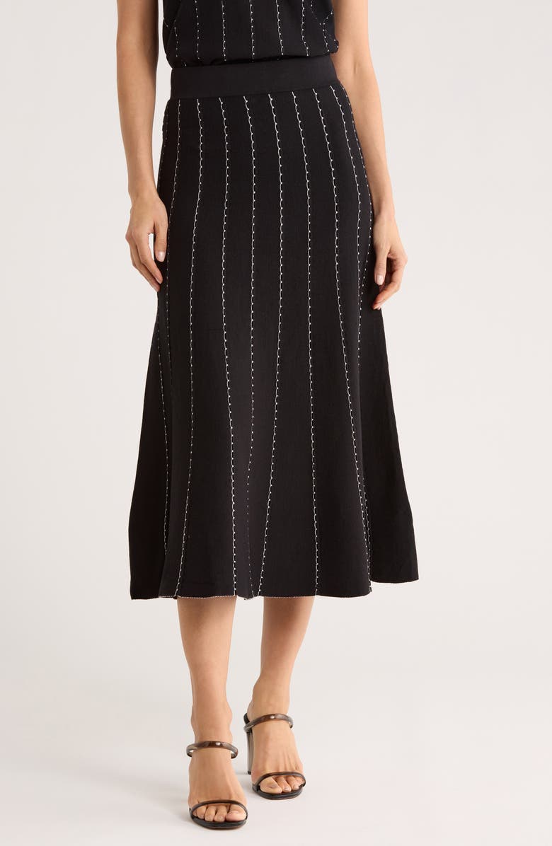 ELIE ELIE TAHARI Sweater Midi Skirt, Main, color, Black/ White