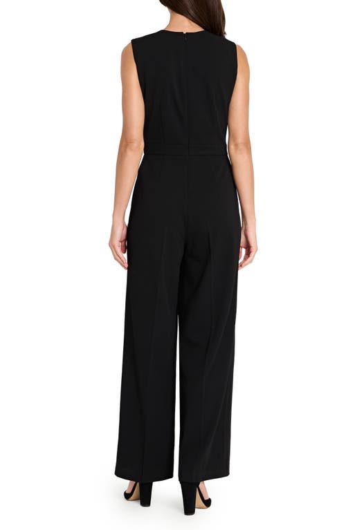 Tahari Asl Double Breasted Sleeveless Jumpsuit In Black