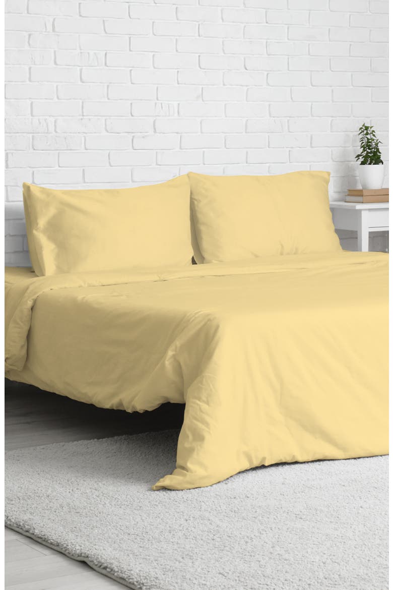 Solid Yellow Microfiber Duvet Cover Set, Alternate, color, GOLD