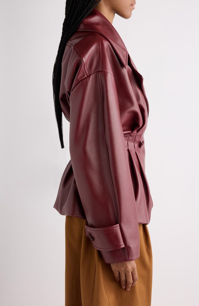 Balenciaga Folded Leather Trench Jacket, Alternate, color, 6500 Burgundy