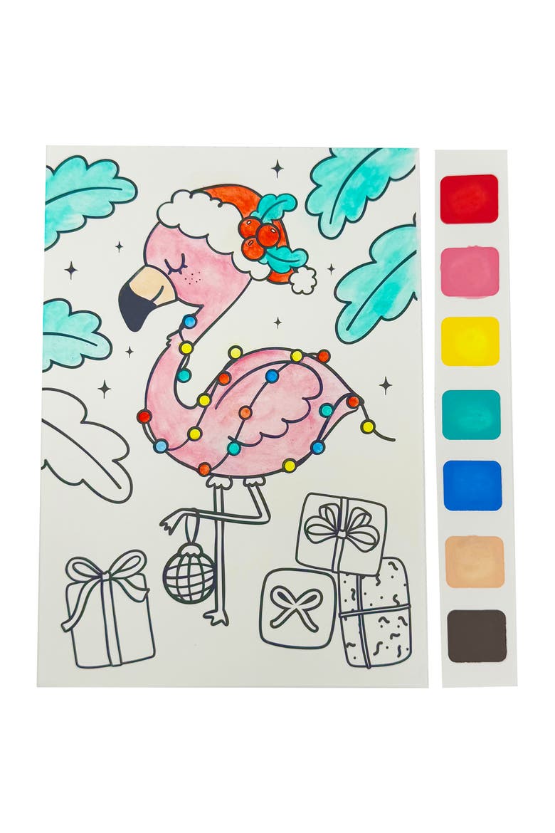 Watercolor Pad Kit, Surfing Santa, 8 Christmas Designs, Alternate, color, Multicolored