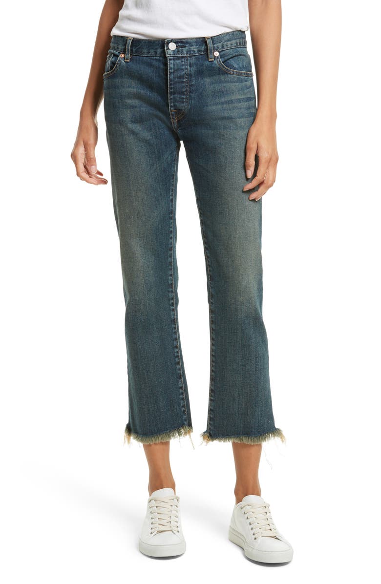 Nili Lotan Raw Edge Crop Boyfriend Jeans, Main, color, 