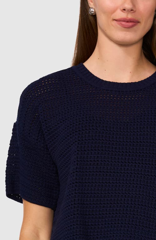 Halogenr Halogen(r) Open Stitch Crewneck Sweater In Classic Navy