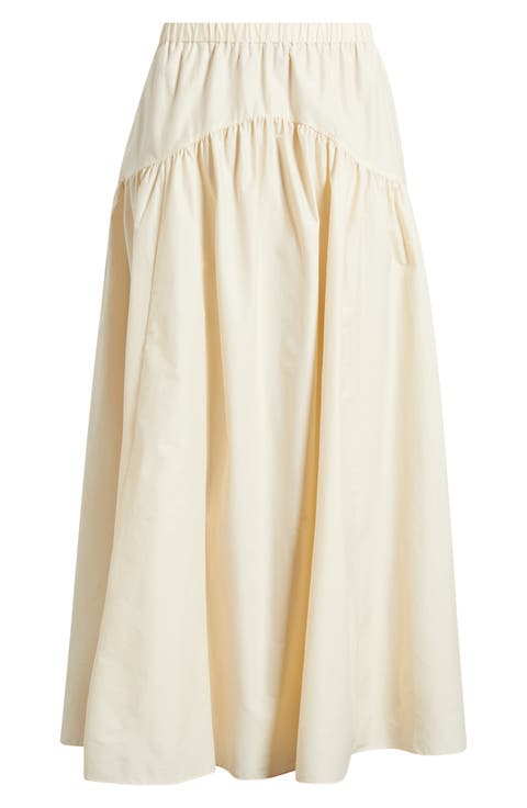 Cotton Blend Midi Skirt