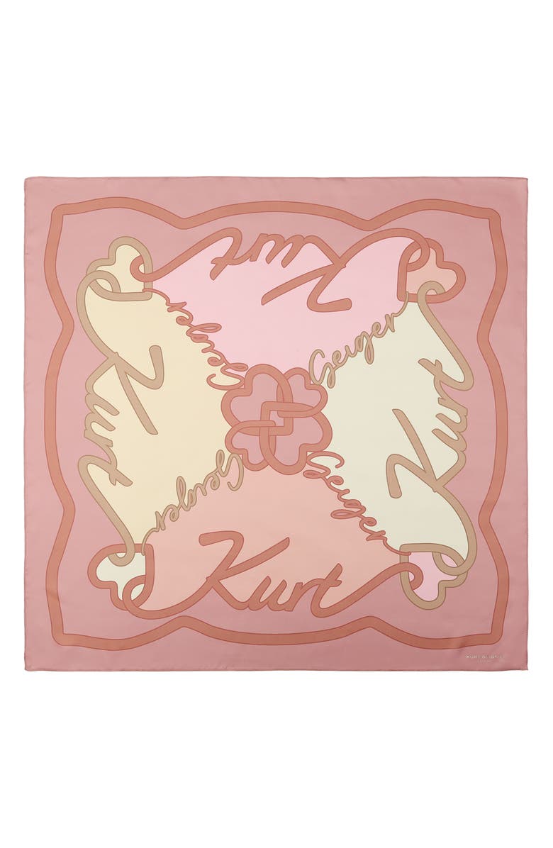 Kurt Geiger London Script Silk Square Scarf, Alternate, color, Pink
