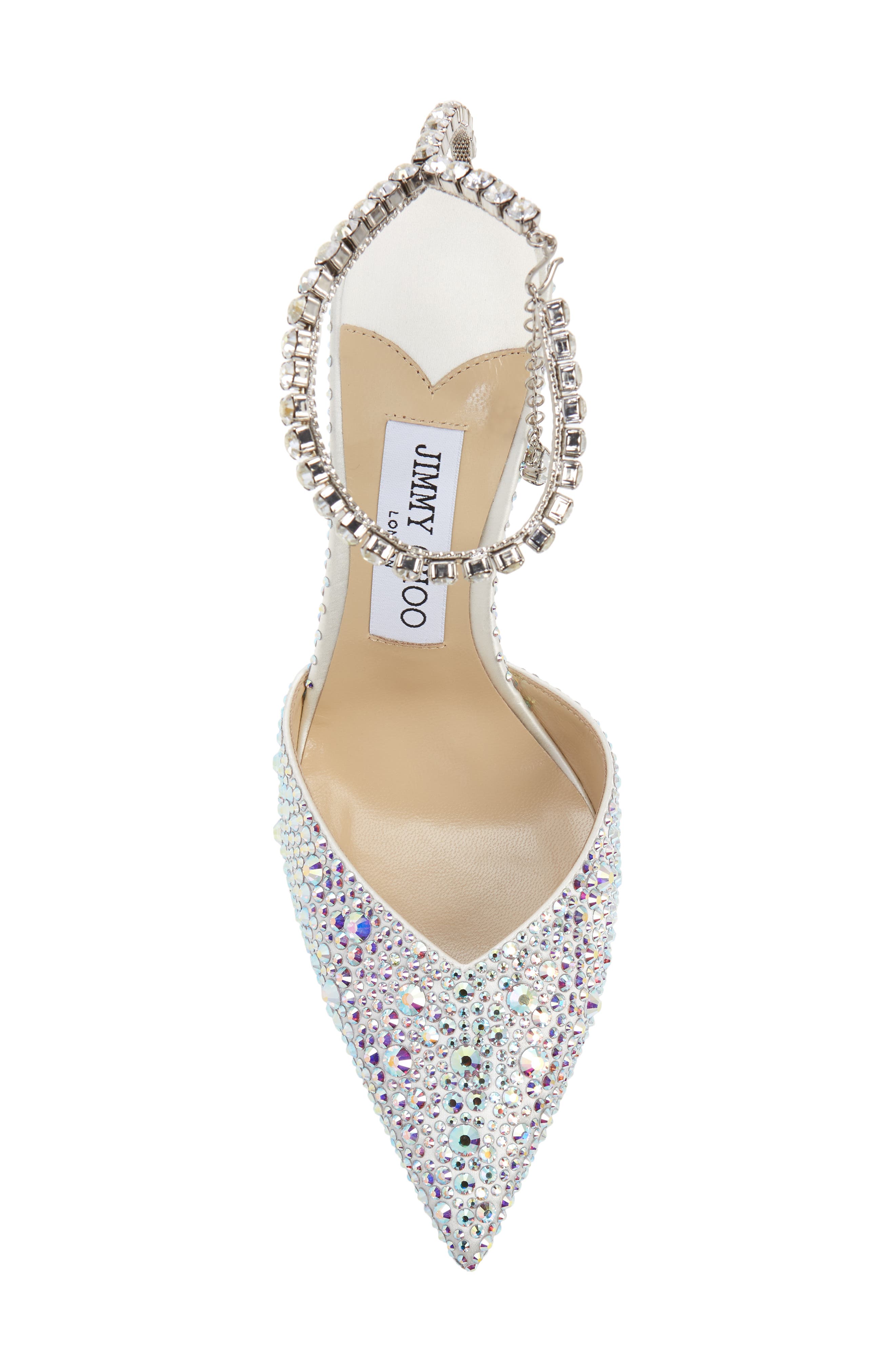 Jimmy Choo Saeda Crystal Ankle Strap Pointed Toe Pump, Alternate, color, 