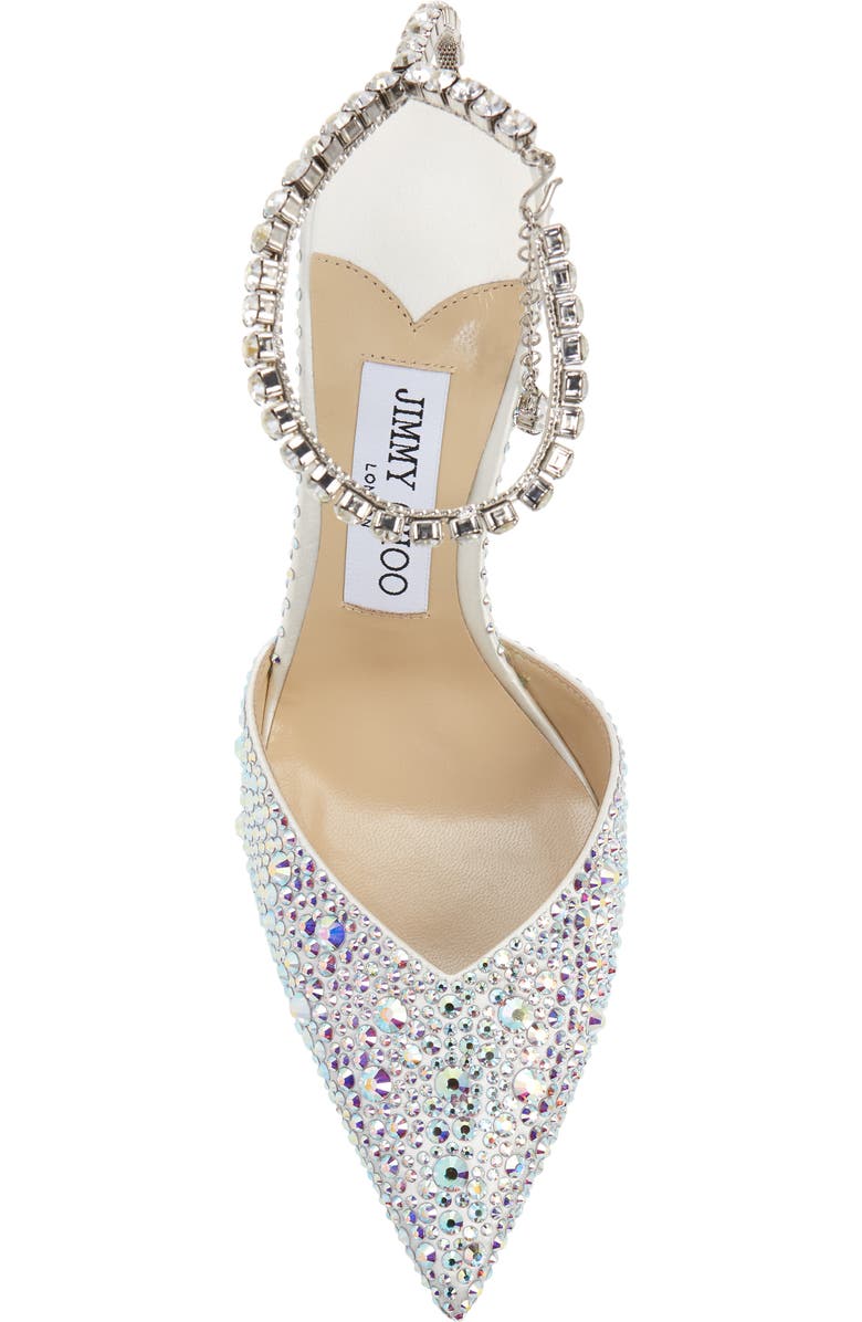 Jimmy Choo Saeda Crystal Ankle Strap Pointed Toe Pump, Alternate, color,