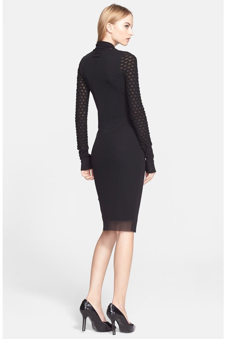 Jean Paul Gaultier Cowl Neck Long Sleeve Tulle Dress (Nordstrom Exclusive), Alternate, color, BLACK