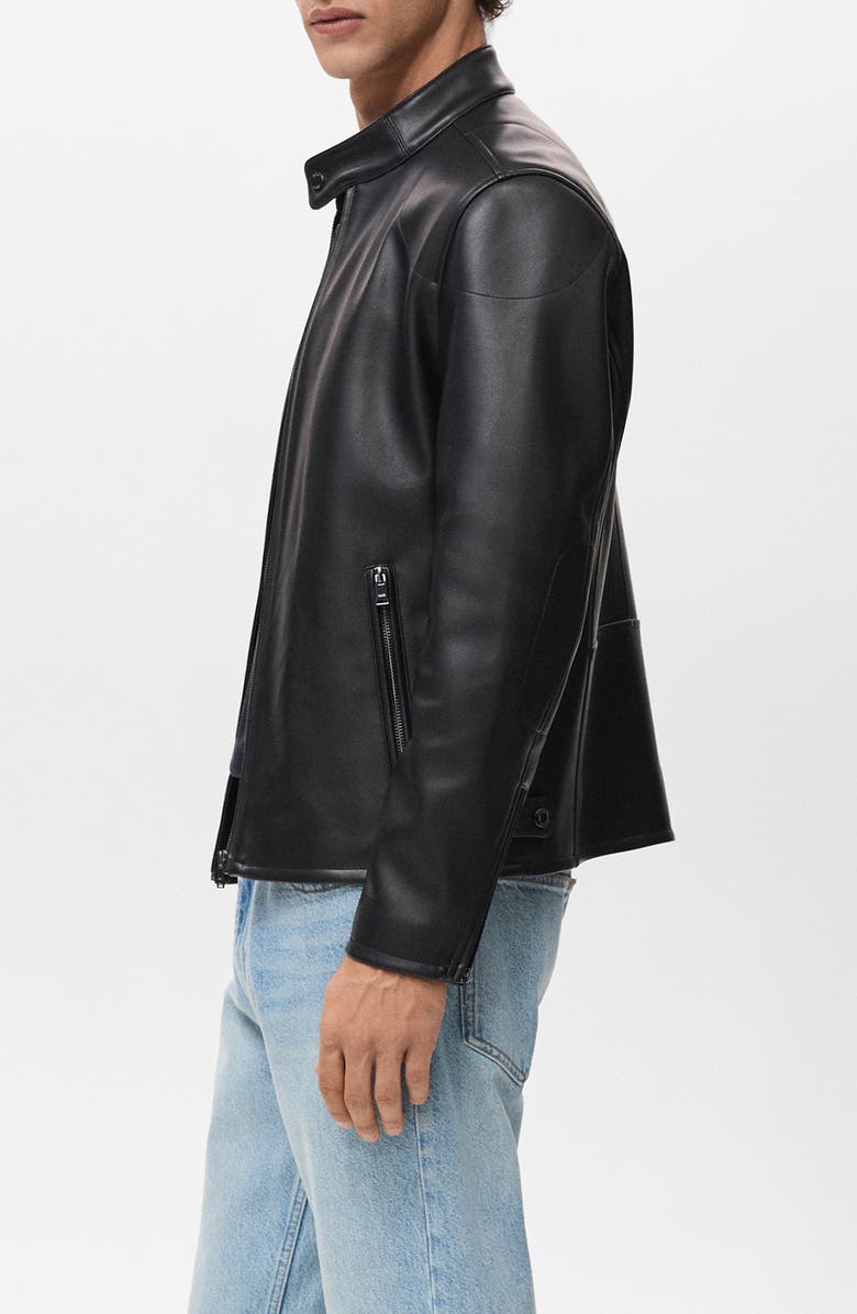 MANGO Faux Leather Jacket, Alternate, color, Black