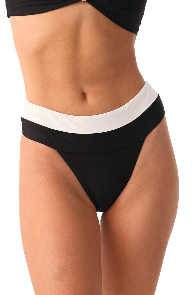 Banded High Waist Bikini Bottoms, Main, color, JET BLACK