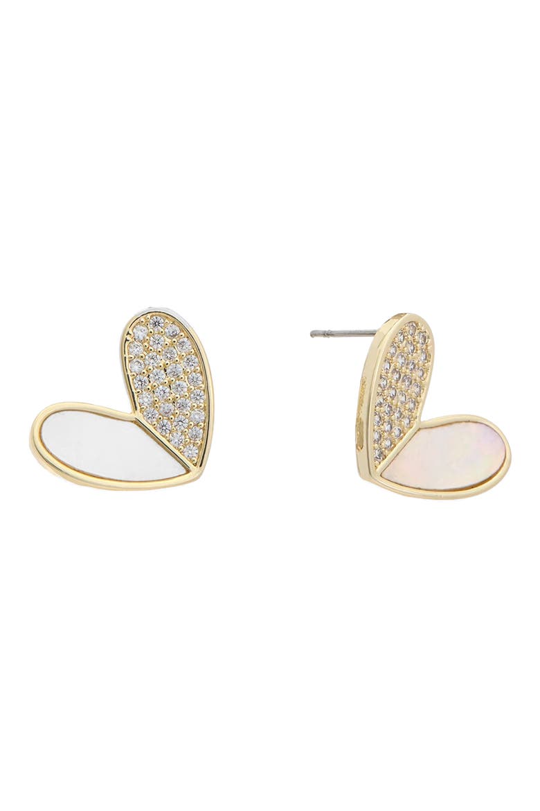 Pavé Cubic Zirconia & Mother-of-Pearl Heart Drop Earrings, Main, color, YELLOW