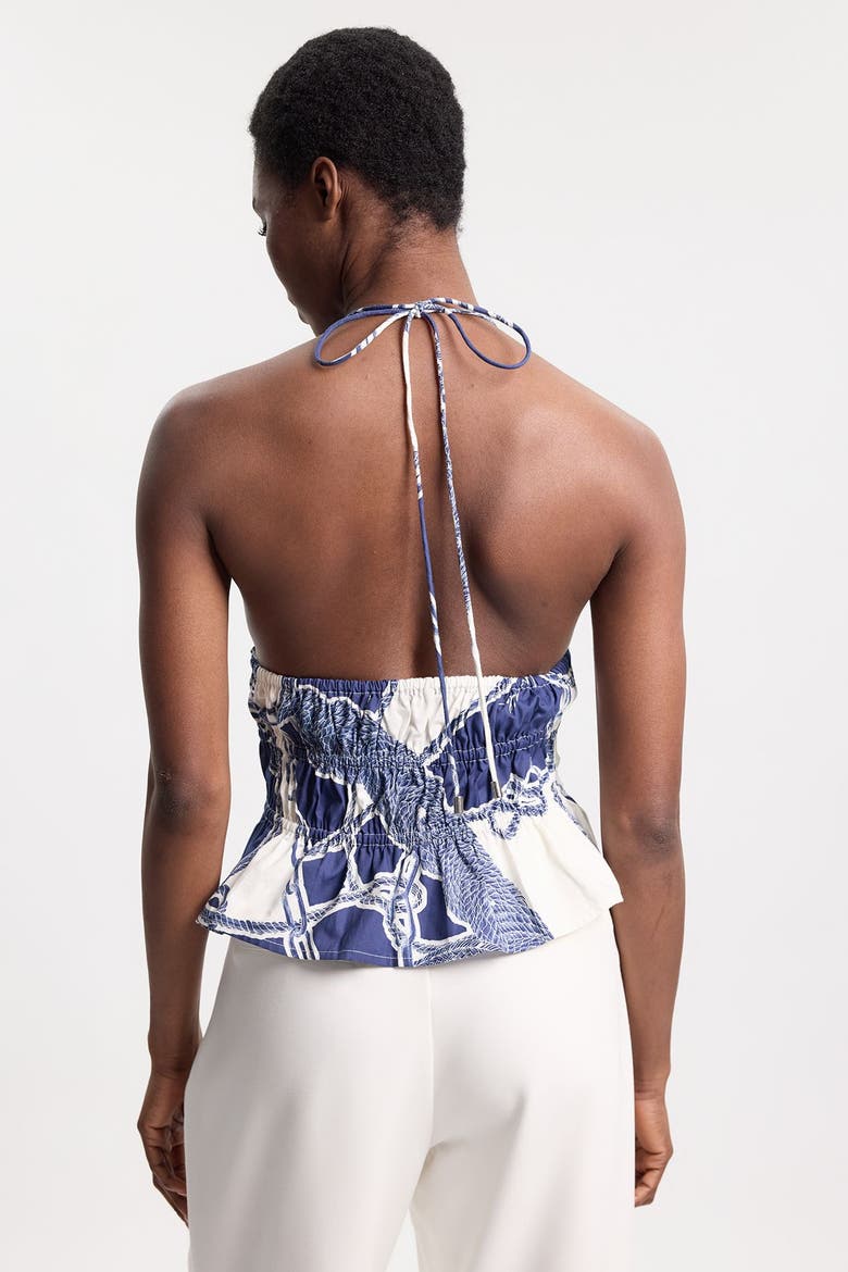 Chain Print Halter Top, Alternate, color, Blue