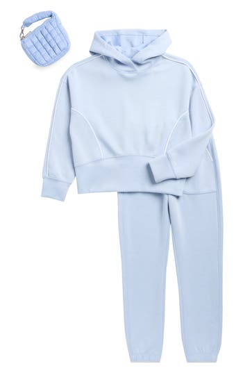 90 Degree By Reflex Kids' Hoodie, Joggers & Scuba Purse Set In Blue