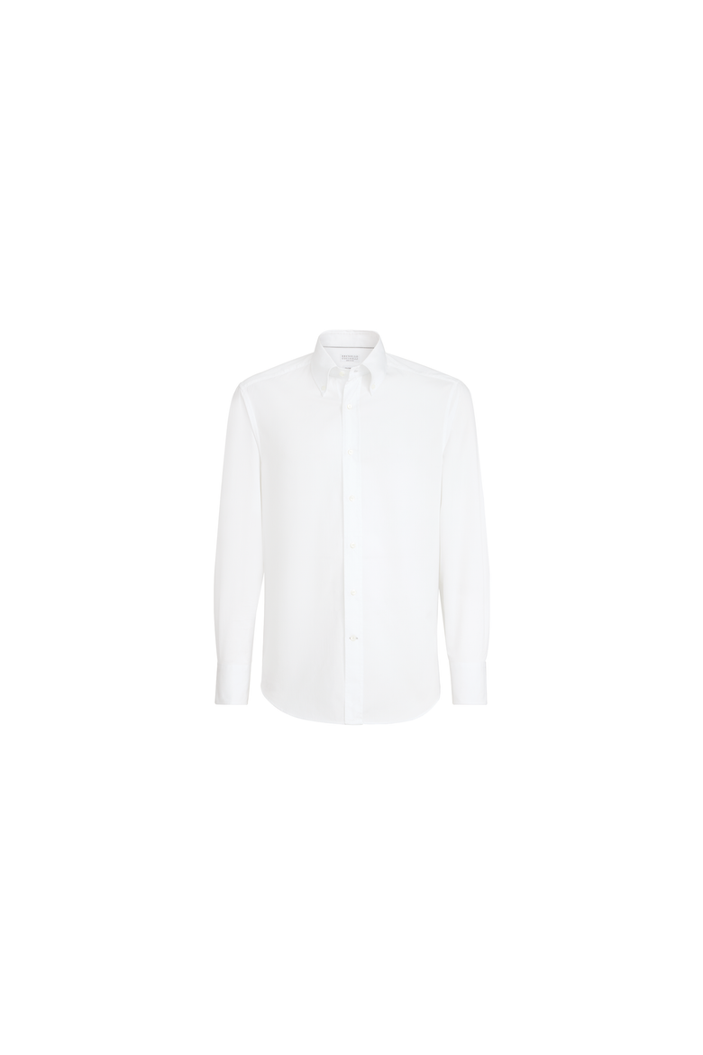 Twill shirt with button-down collar, Alternate, color, White