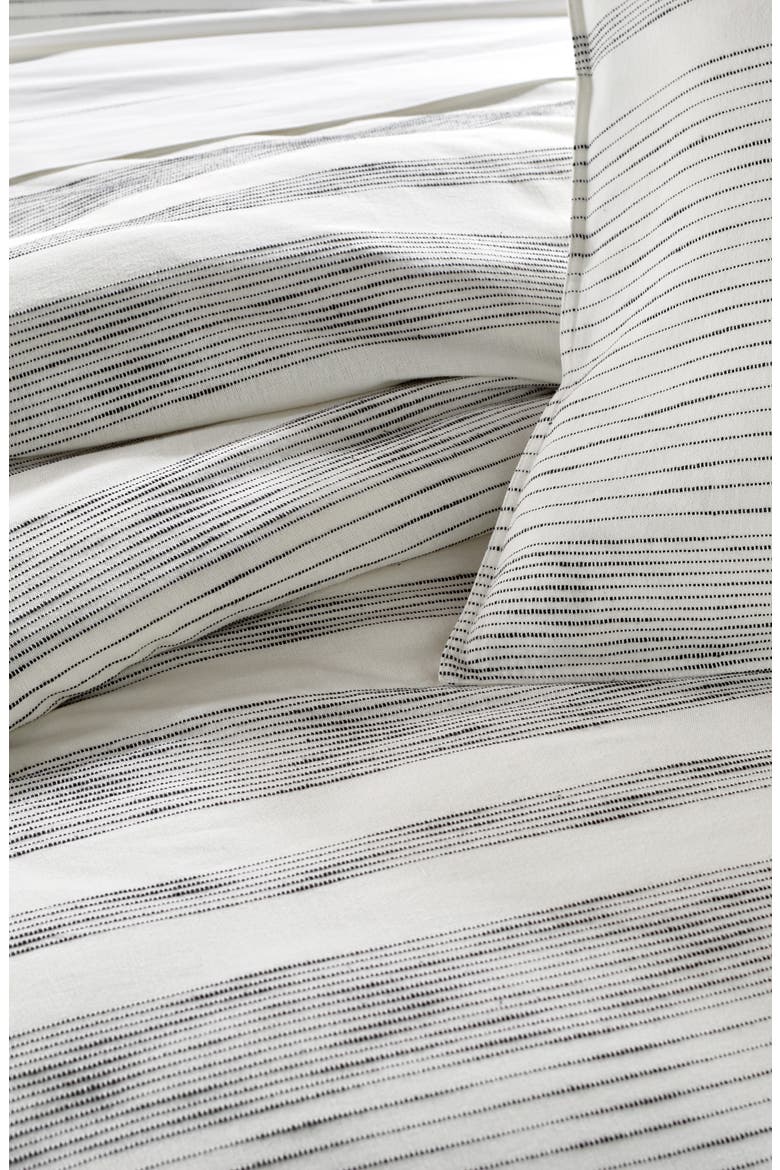 Pure Woven Stripe Duvet, Alternate, color, IVORY/ BLACK