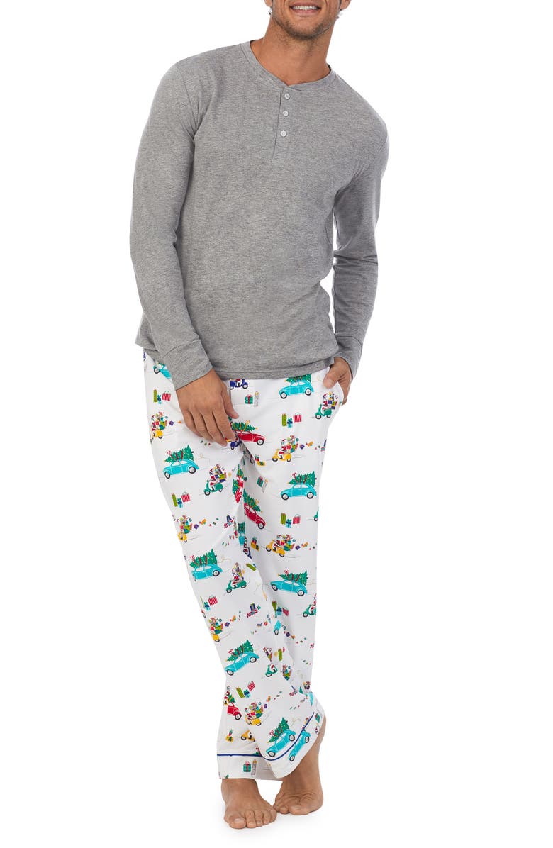 BedHead Pajamas Holiday Print Organic Cotton Henley Pajamas, Main, color, 