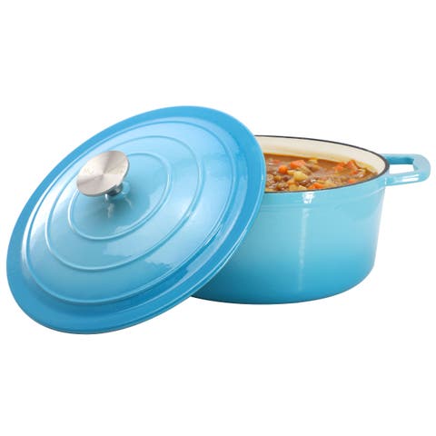 5 Quarts Round Enameled Cast Iron Casserole with Lid