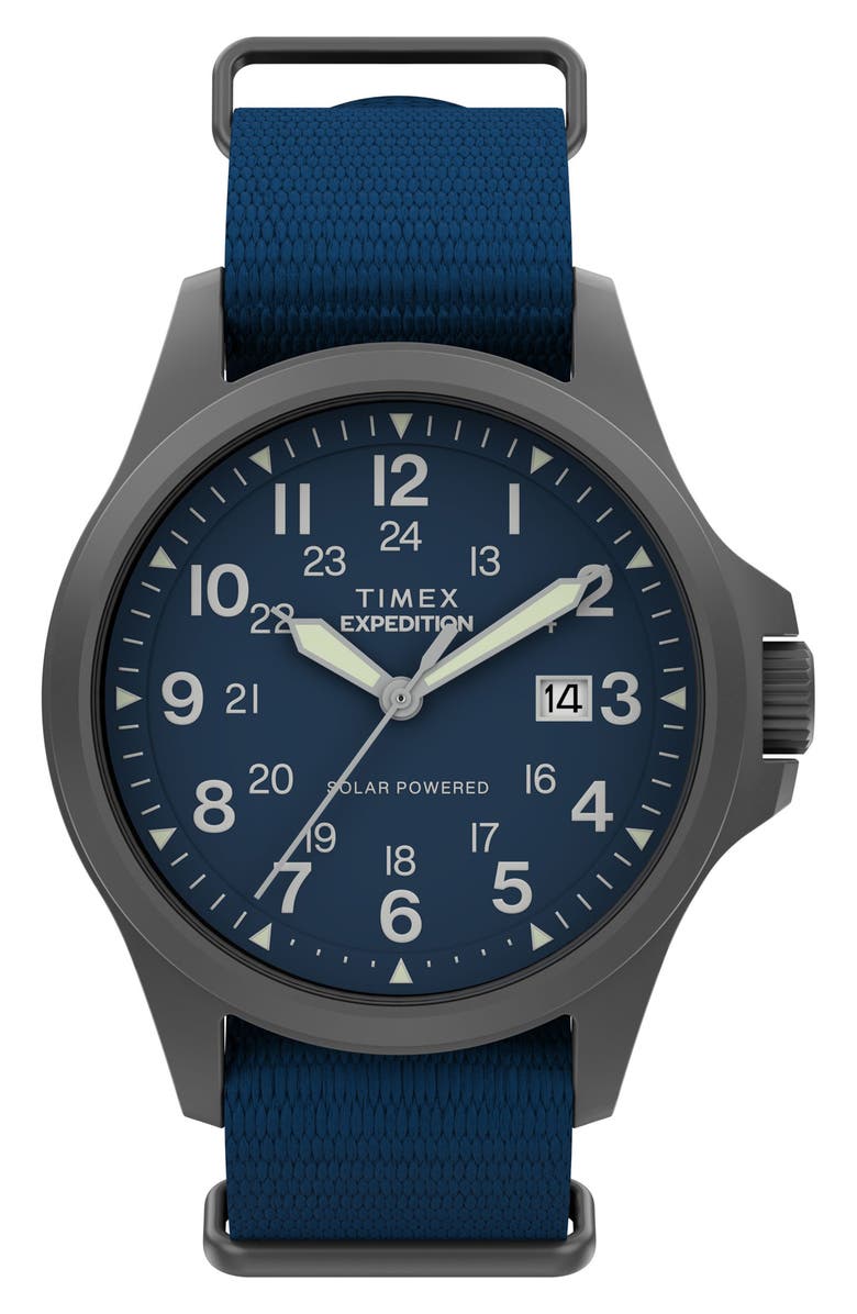Timex<sup>®</sup> Expedition<sup>®</sup> North Field Post Solar Webbing Strap Watch, Main, color, Blue