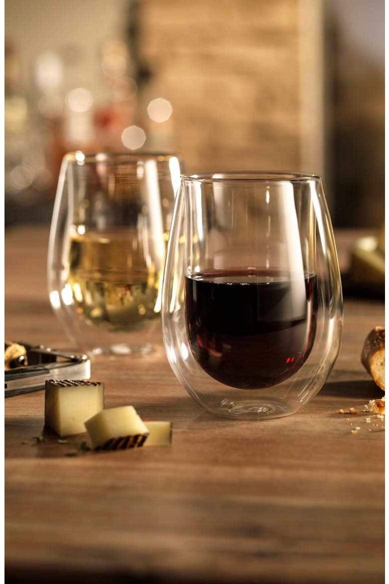Sorrento 2-Piece Double Wall Red Wine Glass Set, Alternate, color, CLEAR