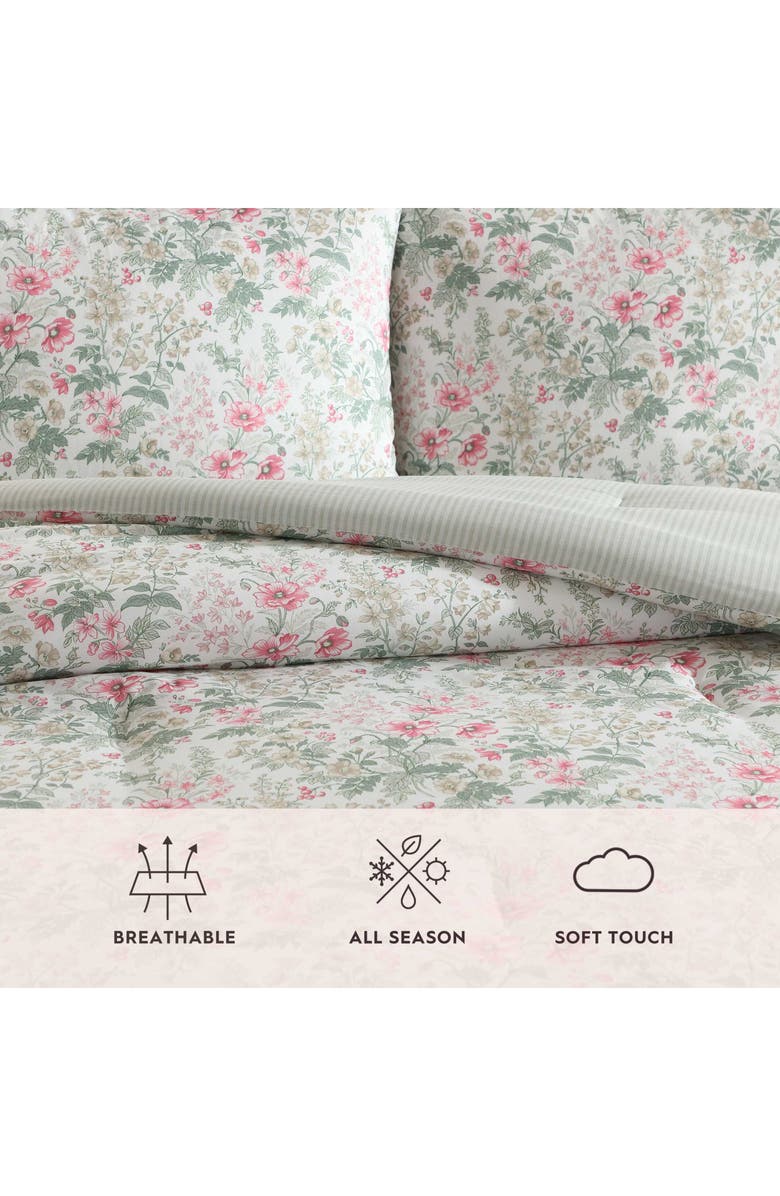 Laura Ashley Arden Floral Comforter Set, Alternate, color, Light/ Pink