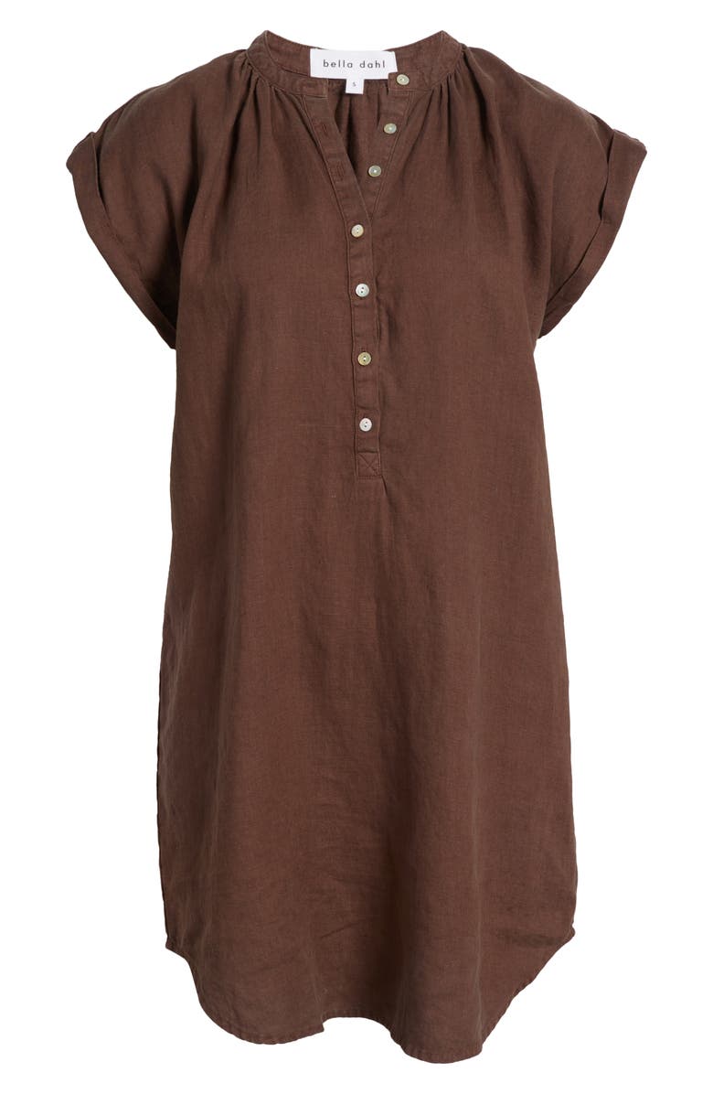 Bella Dahl Cap Sleeve Linen Henley Minidress, Alternate, color, 