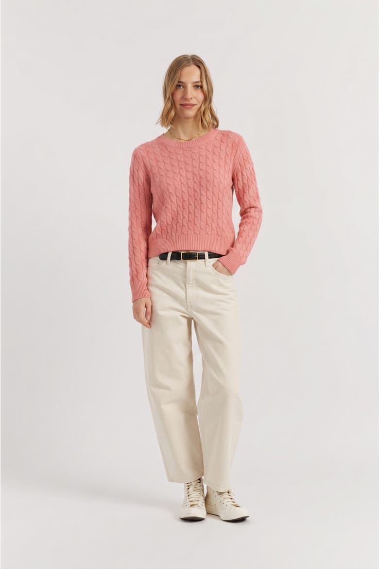Pure Cashmere Cable Sweater, Main, color, Salmon