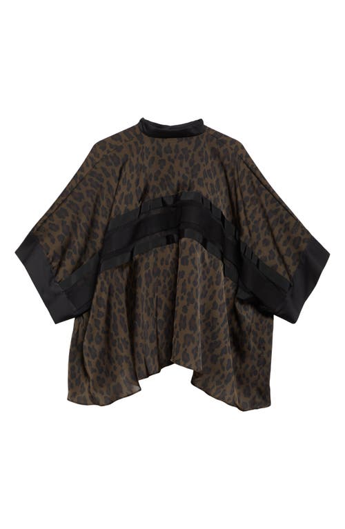 SACAI SACAI LEOPARD PRINT MIXED MEDIA TOP 