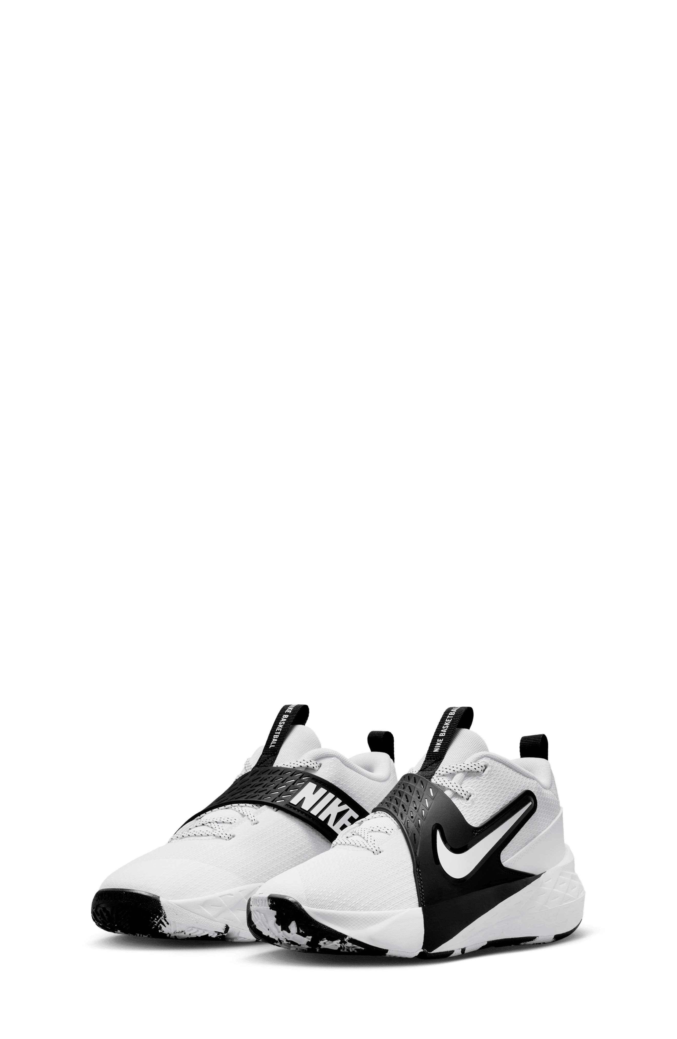 Nike Kids' Team Hustle D 12 Basketball Shoe, Main, color, White/ Black/ White